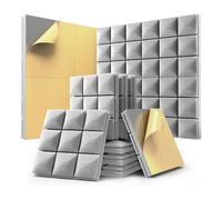 Silriku Confezione da 12 pannelli fonoassorbenti in schiuma con autoadesivi, 30,5 x 30,5 x 5,1 cm, pannelli acustici insonorizzanti, facili da usare, grigio