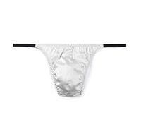 SilRiver Bikini da Uomo, in Raso di Seta, Perizoma con Schiena a T, Biancheria Intima… (Bianco, L/XL)