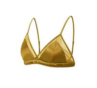SilRiver Bralette in Seta con Imbottitura Senza Ferretto a Inserti Rete Sexy - Morbidissimo e Ipoallergenico per Pelli Sensibili (Dorato, XS)