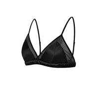 SilRiver Bralette in Seta con Imbottitura Senza Ferretto a Inserti Rete Sexy - Morbidissimo e Ipoallergenico per Pelli Sensibili (Nero, XS)
