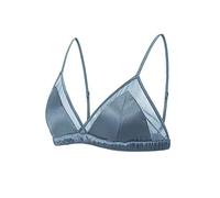 SilRiver Bralette in Seta con Imbottitura Senza Ferretto a Inserti Rete Sexy - Morbidissimo e Ipoallergenico per Pelli Sensibili (Tempesta, L)