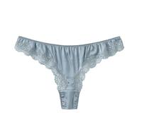 SilRiver Perizoma da donna in seta, perizoma in raso con retro a T in pizzo, Mare Tempestoso, Medium