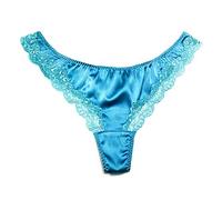 SilRiver Perizoma Seta Gelso Satin Lusso - Morbido Traspirante Ipoallergenico per Pelli Sensibili - Design Pizzo Senza Cuciture (XL, Turchese)