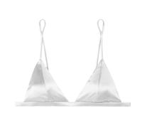 SilRiver - Reggiseno a Triangolo con Coppa Morbida, da Donna, in Raso di Seta, Bralette, Senza Ferretto, Morbido e Confortevole - Bianco - M