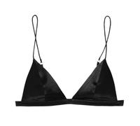 SilRiver - Reggiseno a Triangolo con Coppa Morbida, da Donna, in Raso di Seta, Bralette, Senza Ferretto, Morbido e Confortevole - Nero - XL