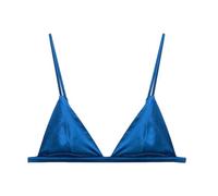 SilRiver - Reggiseno a Triangolo con Coppa Morbida, da Donna, in Raso di Seta, Bralette, Senza Ferretto, Morbido e Confortevole - Blu Turco. - L