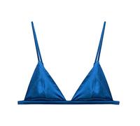 SilRiver - Reggiseno a Triangolo in Seta, da Donna, Senza Ferretto, Senza Imbottitura, in Raso Liscio, Femminile e Funzionale (per Coppe da A a C) Blu Turco. L