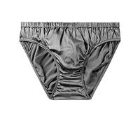 SilRiver Slip da Uomo in Raso di Seta Bikini Biancheria Intima Rigonfiamento miglioramento Mutandine (Argento Scuro., L)
