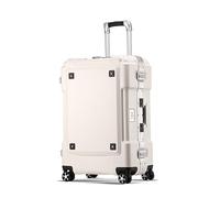 SilteD Valigia Bagagli Telaio in Alluminio Trolley Custodia Trolley Custodia da Viaggio Elegante Semplice Custodia da Imbarco per Bagagli con Portabicchieri Grande Valigia (Colore : Blanco, Taille