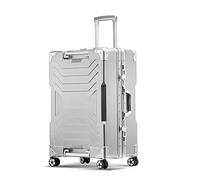 SilteD Valigia Sollevabile Valigia Creativa Valigia Ispessita Forte Password Valigia in Pelle Trolley per Aerei Valigia Grande Valigia (Color : Silver, Taille Unique : 29inch)