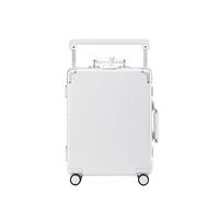 SilteD Valigia Telaio in Alluminio Valigia d'Imbarco Muto Ruota Universale Ampia Trolley Valigia da Lavoro Puro PC Materiale Bagagli Grande Valigia (Colore : Blanco, Taille Unique : 26inch)
