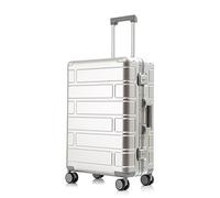 SilteD Valigia Valigia Interamente in Metallo in Lega di Alluminio-Magnesio con Ruote Universali Trolley di Moda Valigia con Password Valigia Semplice Valigia Grande (Color : Silver, Taille Unique :