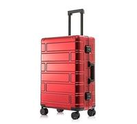 SilteD Valigia Valigia Interamente in Metallo in Lega di Alluminio-Magnesio con Ruote Universali Valigia Trolley Moda Valigia con Password Valigia Semplice Valigia Grande (Color : Red, Taille Unique :