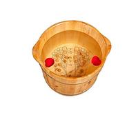 SilteD Vasca per pediluvi per Pedicure con Vasca a Bolle, Vasca per pediluvi Piccola, lavabo per pediluvi in Legno massello, Massaggio ai Punti di agopuntura, Botte per pediluvio Present