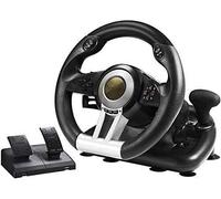 SilteD Volante da corsa per giochi per PC, volante da gioco per corse automobilistiche USB universale da 180 gradi con pedali per PC Windows/PS3/PS4/X-One/Interruttore (Colore :Nero)