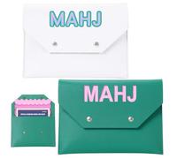 SilTriangle 2 custodie protettive in pelle per carte Mahjong, 20 x 15 cm, custodia protettiva con chiusura sicura, regalo ideale per amanti e giochi notturni (bianco, verde)