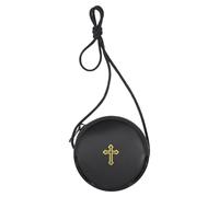 SilTriangle Burse per comunione in pelle per Pyx, nero cattolico Pyx custodia con cinturino per comunione ospite sacerdoti diaconi regali (rotondo), nero, Rotondo