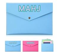 SilTriangle Custodia protettiva in pelle per carte di credito Mahjong, accessori Mahjong, custodia protettiva per amanti dei giochi notturni, 24,9 x 16,6 cm (fibbia magnetica, blu)