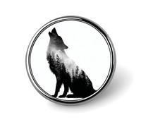 Silueta de lobo aullando. Broche redondo para hombre y mujer, insignia de moda, alfiler para cuello, vestido, chaqueta, mochila, accesorios.