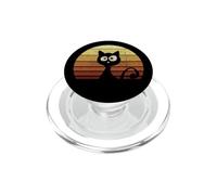 Siluetta del gatto nero sveglio retrò tramonto vintage PopSockets PopGrip per MagSafe