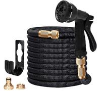 SILULCM Tubo da giardino estensibile con connettore in ottone massiccio per la pulizia di casa, giardino, irrigazione di auto, patio e doccia Animali domestici I migliori regali 100FT Nero