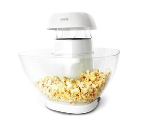 Silva Schneider Macchina per popcorn ad aria calda PM 440, 1200 W, senza grassi in 2 min., in iotola da 4,5 l, spegnimento automatico, interruttore on/off, antiscivolo, bianco