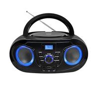 Silva Schneider MPC 25.4 USB - Lettore CD portatile con radio FM, USB per MP3, AUX e jack per cuffie, display LCD, 40 W p.m.p.o, alimentazione a batteria, nero