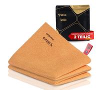 Silva Set di 2 panni in microfibra di alta qualità, colore arancione, antigraffio, per macchie ostinate, finestre, cucina, auto, assorbenti 20 volte, riutilizzabili (38 x 35 cm)