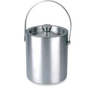 Silvano, secchiello per ghiaccio, in acciaio inox, doppia isolazione, coperchio ermetico, maniglia per il trasporto, lavabile in lavastoviglie, facile e semplice, con pinza