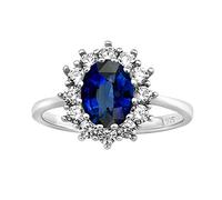 SILVEGO Anello da Donna in Argento 925 Anello della Principessa Kate con Zaffiro Sintetico, JJJRK985