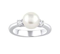 SILVEGO Anello da Donna in Argento 925 con Vera Perla Bianca e Zirconia, LPS1496RW