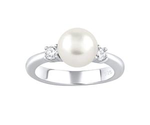 SILVEGO Anello da Donna in Argento 925 con Vera Perla Bianca e Zirconia, LPS1496RW