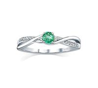 SILVEGO Anello da Donna in Argento 925 con Vero Smeraldo Verde e Zirconia Cubica