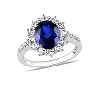 SILVEGO Anello della Principessa Kate con Zaffiro Sintetico Argento Sterling 925