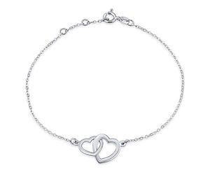 SILVEGO Bracciale da Donna in Argento 925 con Ciondolo Due Cuori