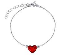 SILVEGO Bracciale da Donna in Argento 925 con Cristallo Swarovski® Cuore Rosso