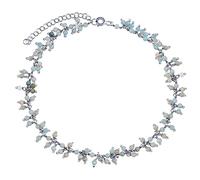 SILVEGO Cavigliera da donna in argento sterling 925 con vera acquamarina 3 mm, 23 cm, Argento sterling, acquamarina