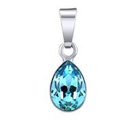 SILVEGO Ciondolo da Donna in Argento 925 con Swarovski Crystals Goccia di Colore Acquamarina 8 x 20mm