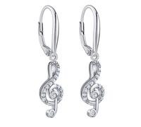 SILVEGO Orecchini da Donna in Argento 925 con Zirconia Cubica Chiave di Violino, JJJED1098