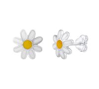 SILVEGO Orecchini a perno in argento 925 con fiori smaltati 9 mm, 9 mm, Argento sterling, 0