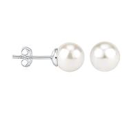 SILVEGO Orecchini con Perla Swarovski 8 mm Chiusura Farfallina in Argento Sterling