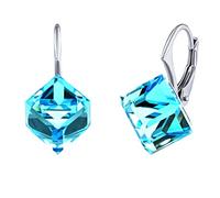 SILVEGO Orecchini cubo blu cristallo Swarovski® argento Sterling 925