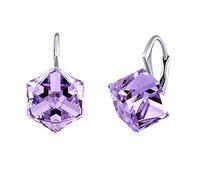 SILVEGO Orecchini cubo viola cristallo Swarovski® argento Sterling 925