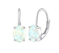 SILVEGO Orecchini da Donna in Argento 925 con Opale Bianco Sintetico, LPS1397WH