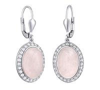 SILVEGO Orecchini da Donna in Argento 925 con Quarzo Rosa Naturale e Zirconia, JST14942R