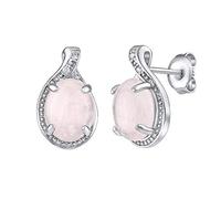 SILVEGO Orecchini da Donna in Argento 925 con Quarzo Rosa Naturale, JST14811RU