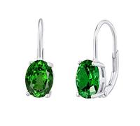 SILVEGO Orecchini da Donna in Argento 925 con Smeraldo Verde Sintetico