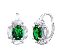 SILVEGO Orecchini da Donna in Argento 925 con Smeraldo Verde Sintetico, LPS3080G