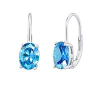 SILVEGO Orecchini da Donna in Argento 925 con Topazio Blu Sintetico