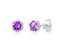 SILVEGO Orecchini da Donna in Argento 925 con Vera Ametista Viola 4 mm Farfallina, JJJ1032AM